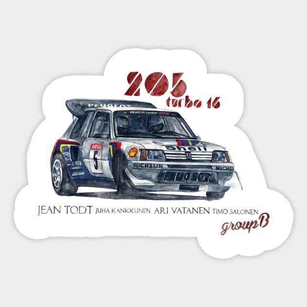 RALLY GROUP B: Peugeot 205 turbo 16 Sticker by dareba